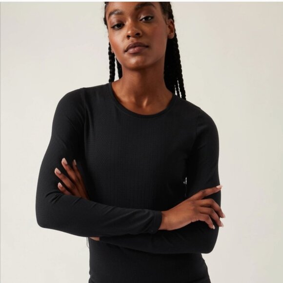 Athleta In Motion Seamless Long Sleeve, Black, Medium - Picture 2 of 6